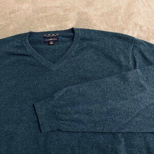 Club Room Estate Cashmere long sleeve teal men vneck sweater XXL